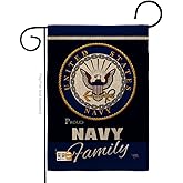 Navy Proudly Family Burlap Garden Flag - Armed Forces USN Seabee United State American Military Veteran Retire Official - House Decoration Banner Small Yard Gift Double-Sided Made in USA 13 X 18.5