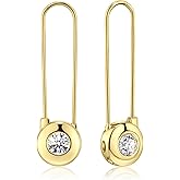 BRAYEG 14K Gold Safety Pin Earrings for Women, unique fun Dangle Hoop Gold Paperclip Earrings for Women Trendy, Minimalist Paper Clip Ear Hoop Studs Daily Jewelry Gift