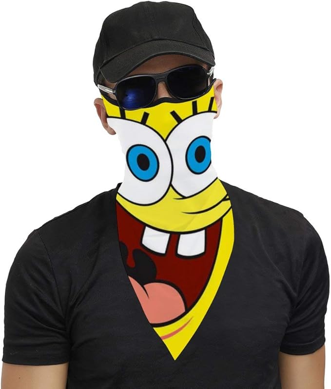 SpongeBob SquarePants Face Face Bandana Neck Gaiter with Ear Loops Dust