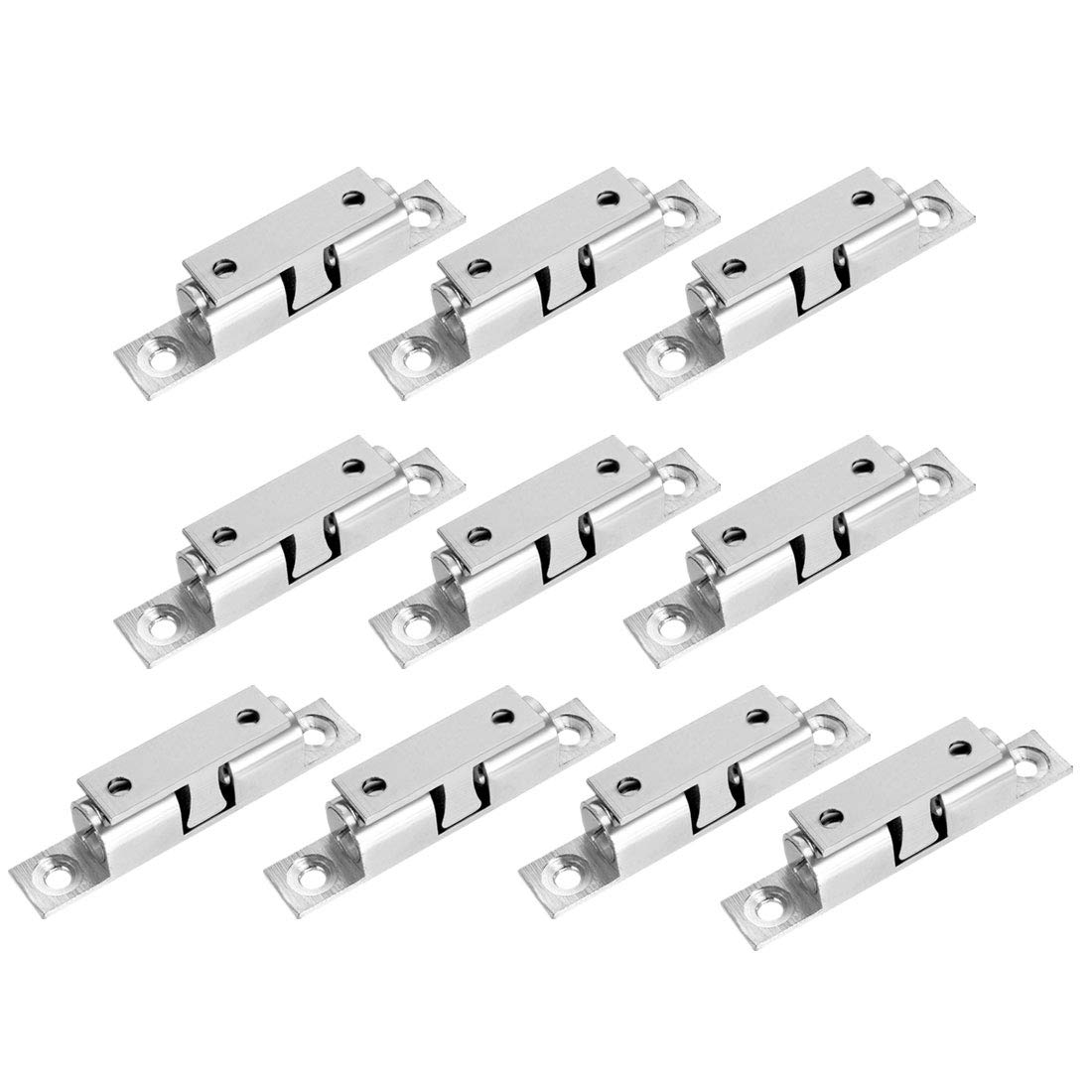 Sourcingmap 10pcs Cabinet Door Closet Brass Double Ball Catch Tension Latch 70mm Length Silver Tone