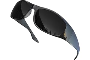 grinderPUNCH Super Dark Polarized Black Sunglasses | Biker Style Rider | Wrap Around Style Lightweight UV Protection