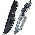 DOOM BLADE 8.07" Fixed Blade Hunting Knife with Nylon Sheath, Survival Knife,Full Tang Bowie Knife with Paracord Handle,For Hunting, Camping,Bushcraft,Man Woman Gift(Black)