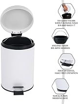 Crystals Small Pedal Bin with Lid 3 Litre Stainless Steel Bathroom Bin White view 7