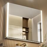 KWW LED Lighted Bathroom Medicine Cabinet with Mirror 3 Color Dimmer Defogger