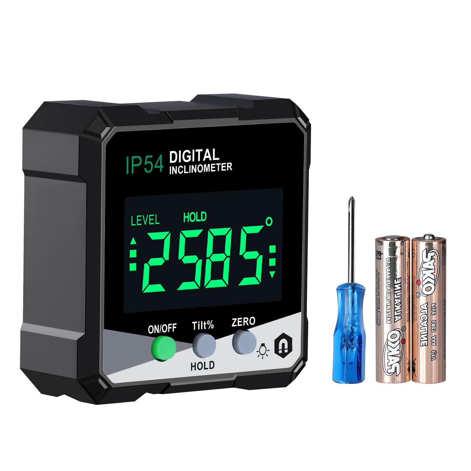 Digital Angle Meter, Quadrant/LCD Inclinometer, Magnetic Digital Angle Meter with Small Magnets and Measurement Numbers with Numeric Angles, Corner Lens with Slider