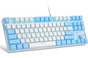 75% Mechanical Gaming Keyboard with Red Switch, MageGee LED Blue Backlit Keyboard, 87 Keys Compact TKL Wired Computer Keyboar