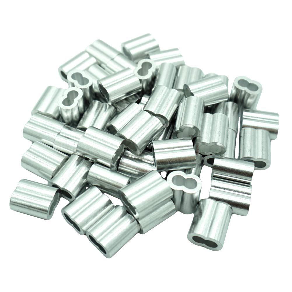 100pcs 3.0mm Aluminum Double Ferrules Sleeves Crimping Loop Sleeve for Wire Cable Rope Hanging