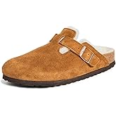 Shearling Suede Mink Boston Sandals by Birkenstock