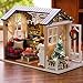 Decdeal DIY Christmas Miniature Dollhouse Kit Realistic Mini 3D Wooden House Room Craft Furniture LED Lights Children's Day Birthday Gift Christmas Decoration (Refined Version, Merry Christmas)