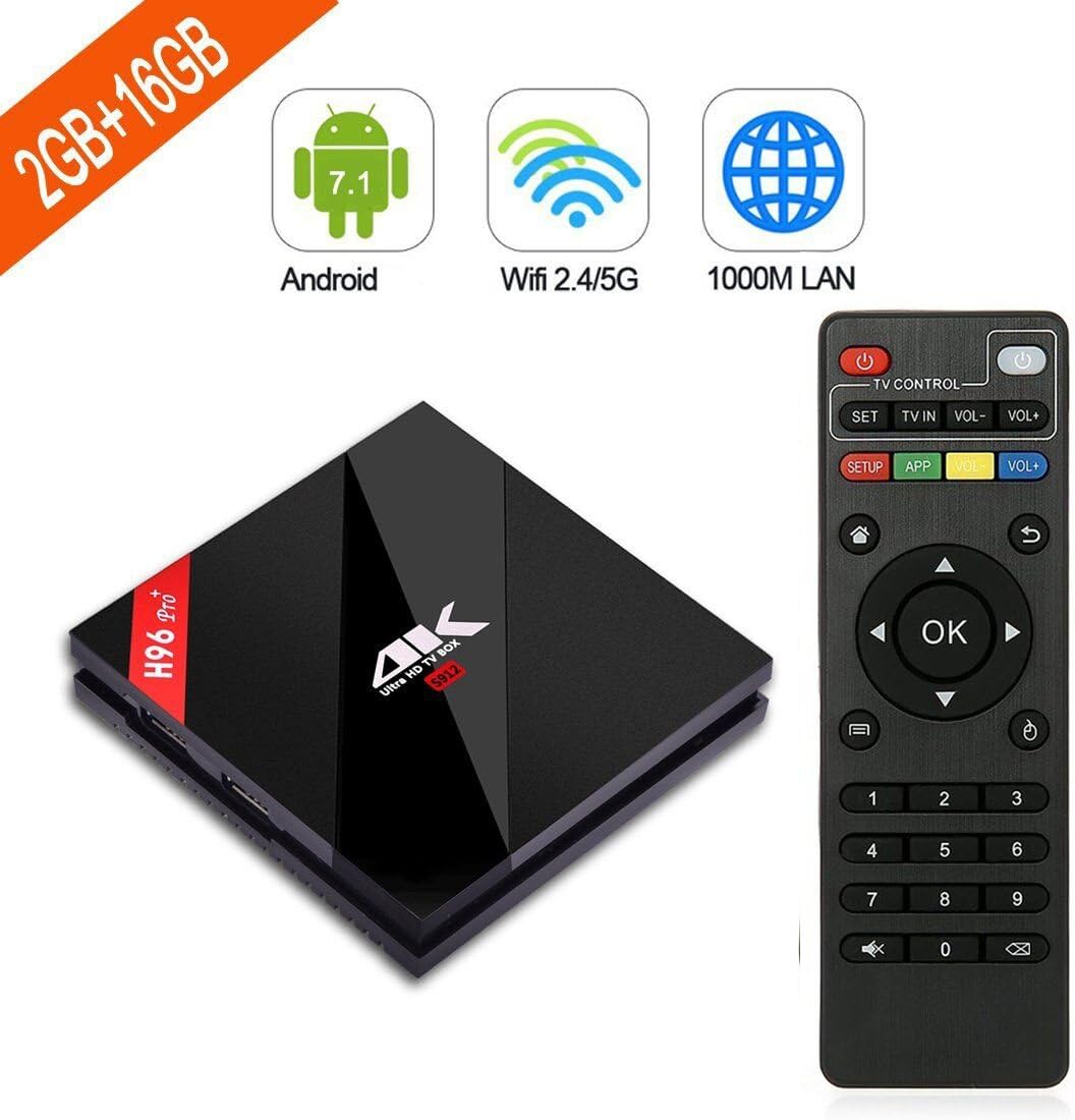 Android 7.1 TV Box H96 Pro Plus Smart TV Box 2gb/16gb Amlogic S912 Octa Core 1000M LAN 3D 4K Mini PC Streaming Player with Dual WIFI 2.4GHz/5 GHz Bluetooth 4.1