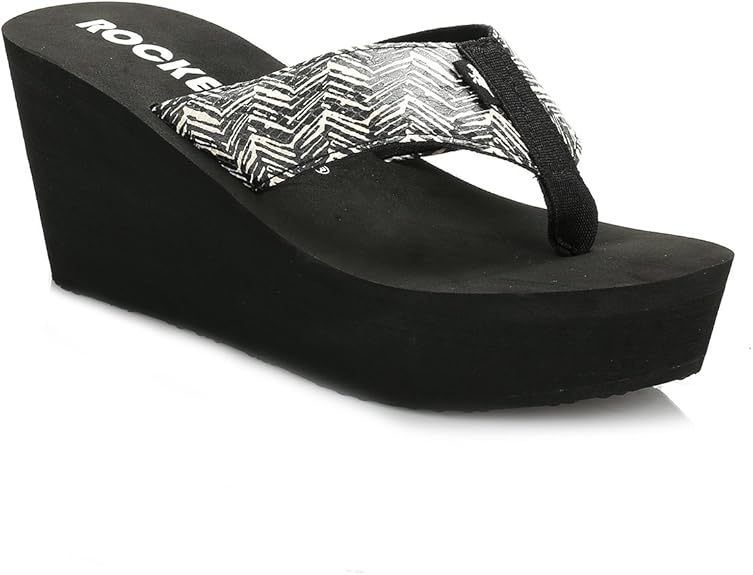 Amazon.com | Rocket Dog Womens Black Diver Wedge Sandals | Flip-Flops