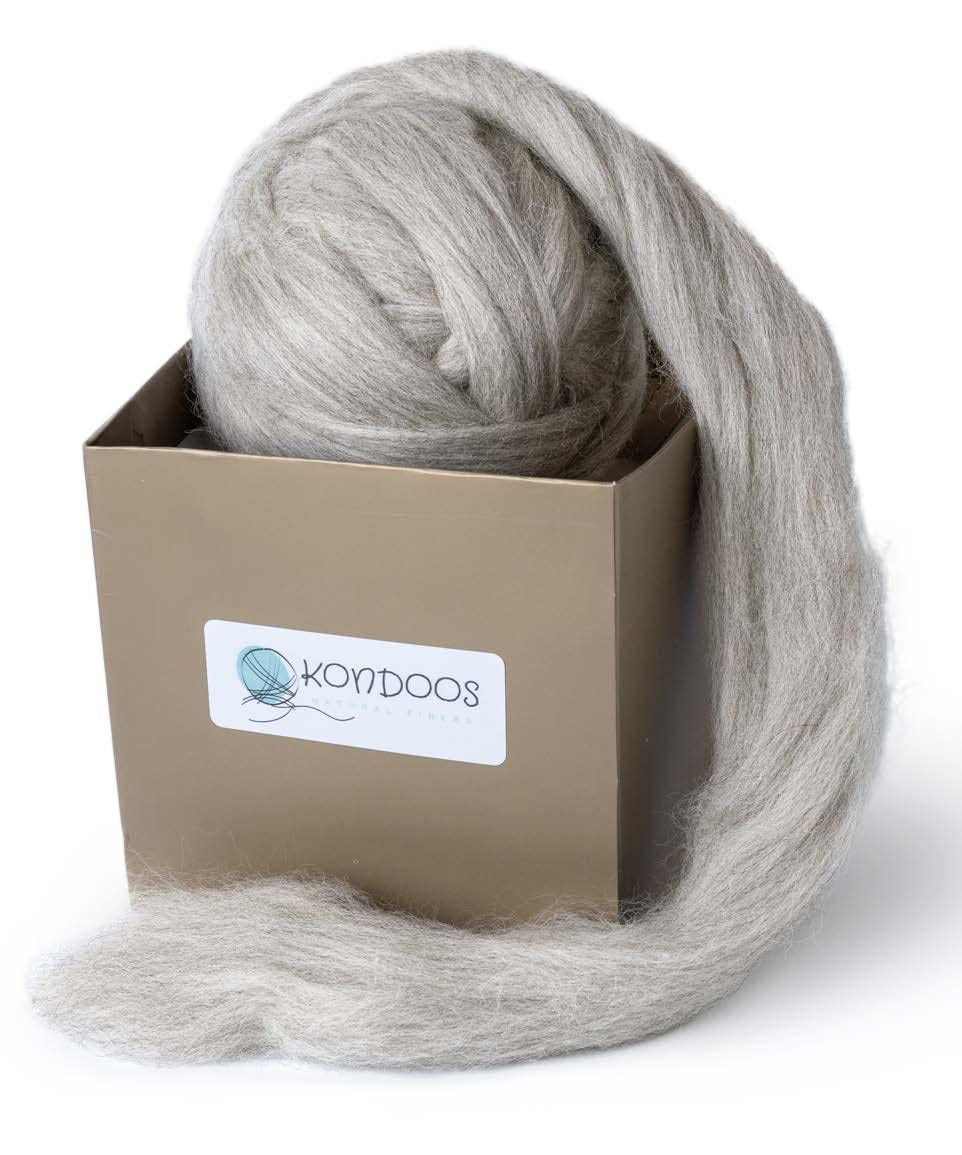 Kondoos Natural Wool roving 230 Grams top unspun Yarn. Best Wool for Needle Felting, Wet handcrafts and Spinning. Fiber Fleece, un-Dyed. (Grey Sand, 8 oz) โ image 1