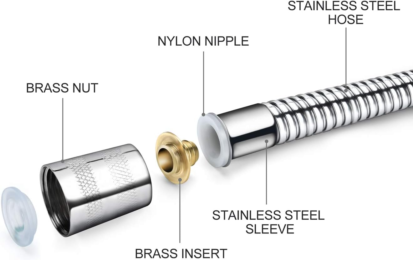 Blissland Shower Hose, 79 Inches Extra Long Chrome Handheld Shower Head Hose with Brass Insert and Nut - Lightweight and Flexible - - 