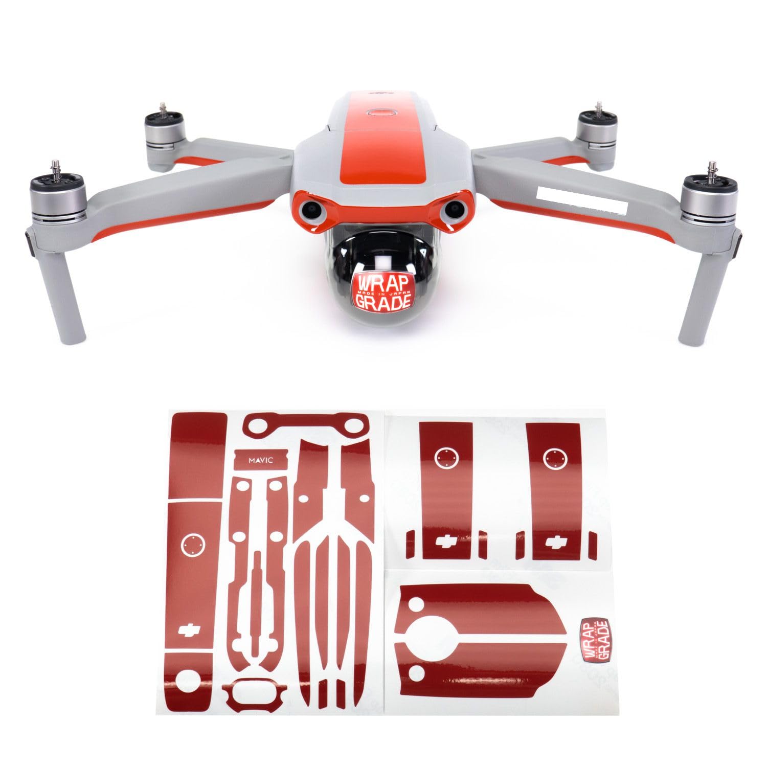 Wrapgrade Skin Compatible with DJI Mavic Air 2 | Accent Color B (Super RED)