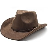 LIDHAY Wide Brim Felt Cowboy Hat for Women Men Western Suede Cowboy Cowgirl Hats