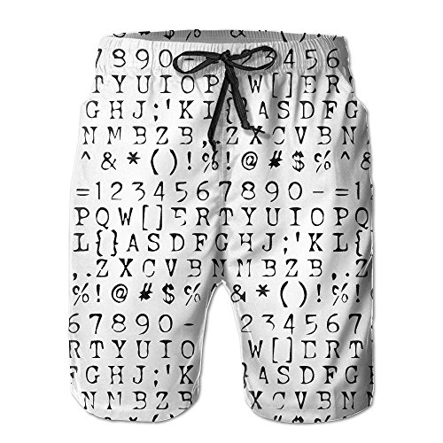 Summ Black White Alphabets Numbers Type Typewriter Keys Men Summer Beach Boardshorts