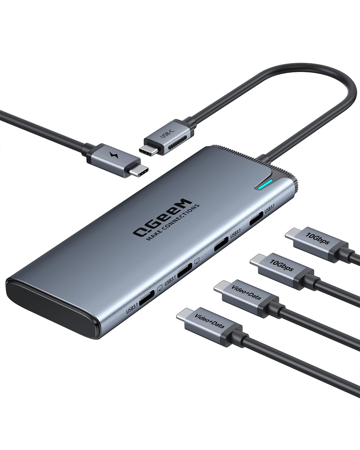 Photo 1 of QGeeM USB C Hub,Multiple Converter Adapter 5 in 1,Type C Splitter Extender with Single 8K,Dual 4K/60Hz,10Gbps Data Transfer,PD 100W,for MacBook Pro,iMac,HP?M1/M2 only 1 Display
