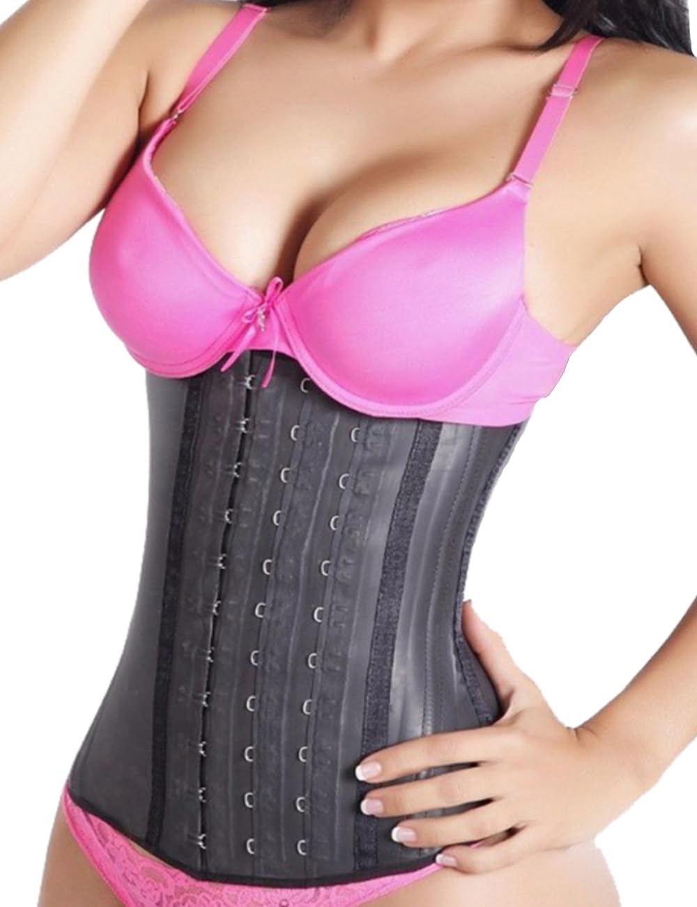 LadySlim by NuvoFit AUTÉNTICO COLOMBIANO Premium Entrenador de cintura Cincher para mujer LÁTEX Body Shaper Fajas Colombianas Reductoras Cinturilla Para Mujer Negro M