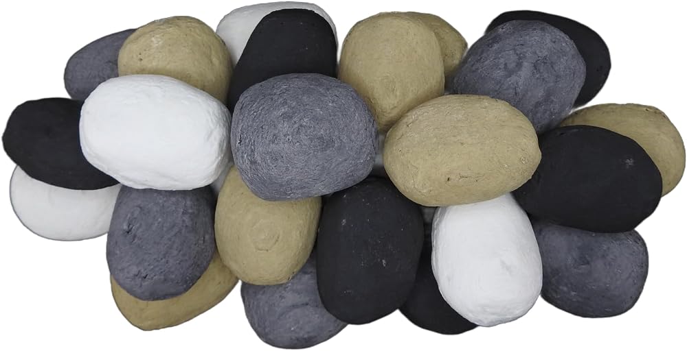 The Stove Wizard 30 Ceramic Fire Pebbles White Beige Grey Black Heat Resistant