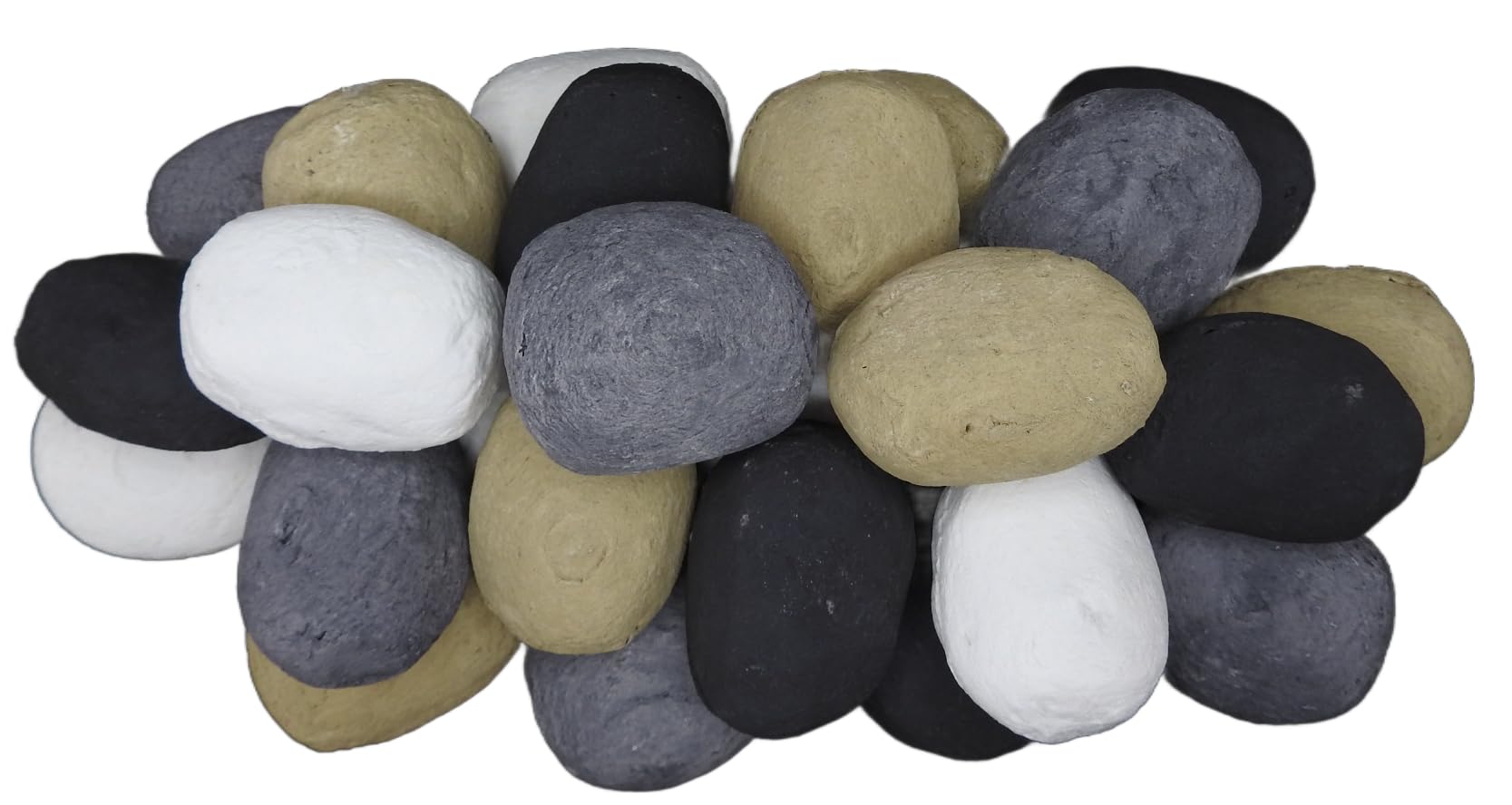 The Stove Wizard Ceramic Coal Effect Fireplace Pebbles Pack of 30 β Mixed White Beige Grey Black Heat Resistant Stones for Gas Fires Bioethanol Burners LPG & Electric β Premium Firebed Decor