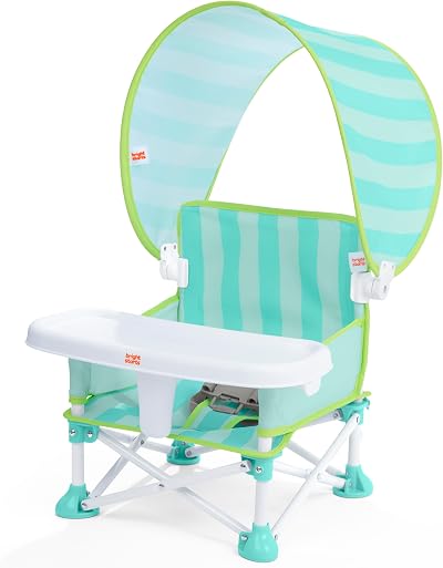 Bright Starts Pop N Sit Cabana Portable Booster Chair Teal 6m-3y UPF Canopy