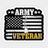 2 Pack Army Veterans Us Flag Sticker, 6X5.1 Inch Vinyl Decal Military Bumper Sticker, for Car,Truck,Motorcycle,Van,RV,SUV,Window,Wall,Cup,Laptop Waterproof