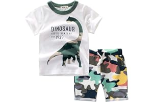 Frogwill Toddler Boys Summer Clothes Hawaiian Jungle Animal Cotton T-Shirt and Poplin Short Outfit Set