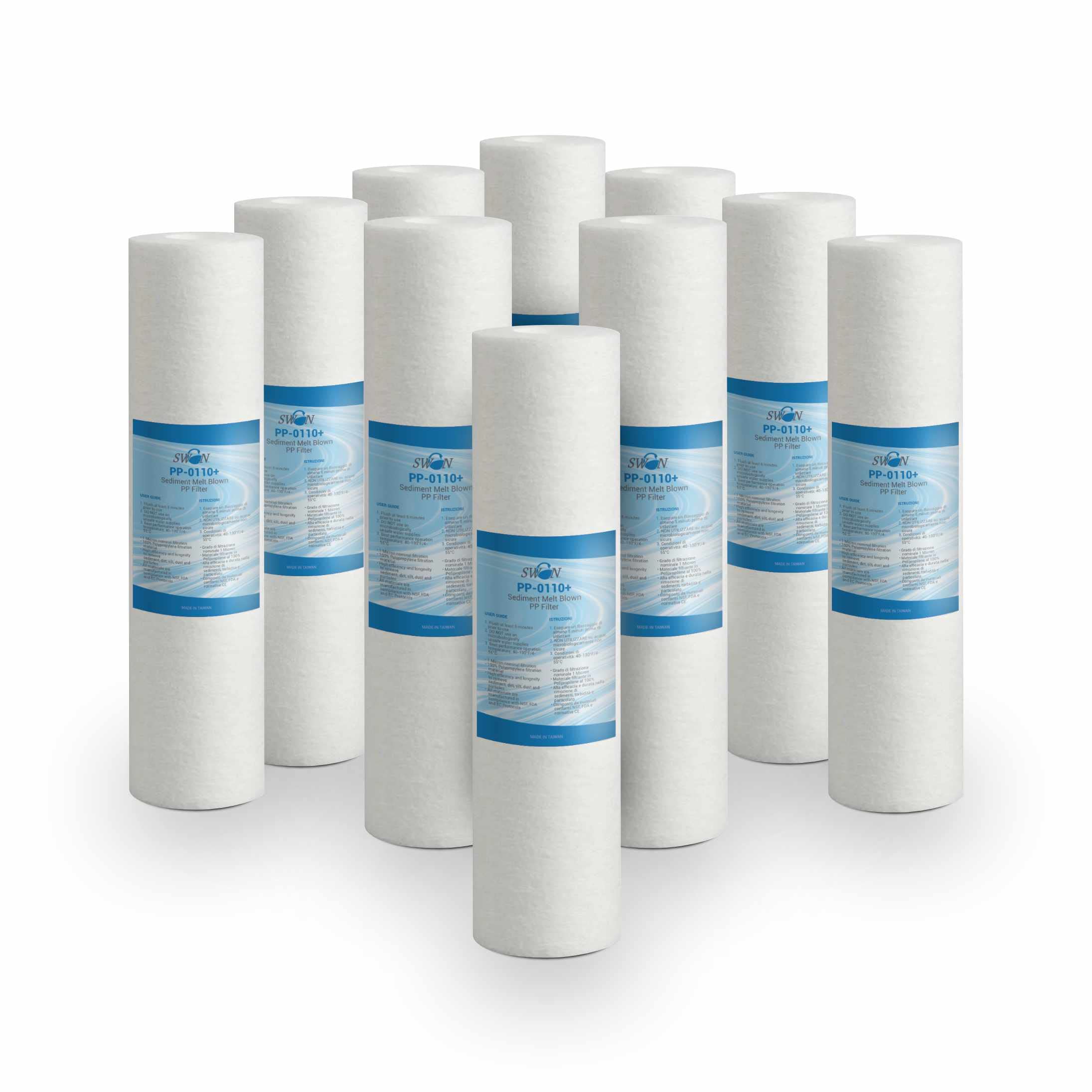 Bellerofonte Sediment Filter 10" - 1 Micron Reverse Osmosis Cup Ultrafiltration Eliminates Sand, Mud, Rust Particles and Mechanical Impurity Above 1 Micron 10 PCS