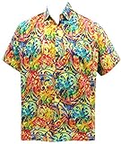 LA LEELA Men's Acient Hawaiian Lightweight Beach Casual Button Down Relaxed Fit Shirt