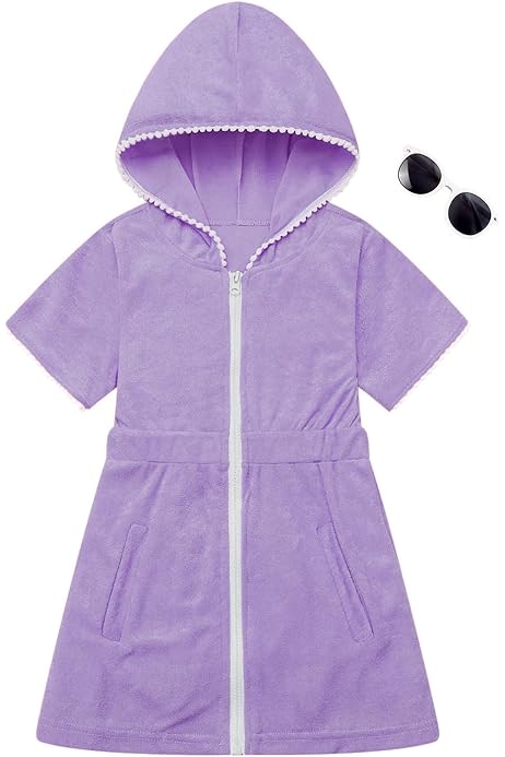 RuffleButts Mädchen Badeumhang - Frottee Zip-Up Cover-Up Dress