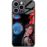 King of Curses vs Six Eyes Anime Case for iPhone 18 Pro Max &amp; 17 Pro Max | Legendary sorcerer battle print, vibrant dark fantasy art, 9H tempered backplate, flexible drop-proof silicone bumper