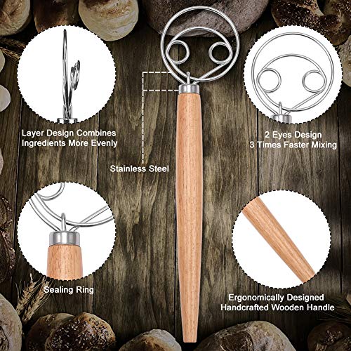 Danish Dough Whisk Bread Hook Dutch Whisk Scraper Set Sourdough Hand