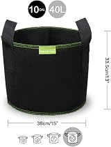 Mactoou 10 Gallon Grow Bags 5 Pack Nonwoven Fabric Vegetable Planter Black view 2
