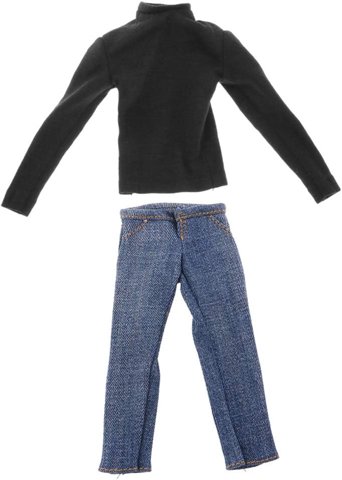 black sweater blue jeans