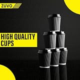 Zuvo 8 oz Takeaway Coffee Cups with Lids Ripple Kraft Pack of 50 Black view 9