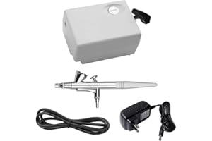 Pinkiou Mini Airbrush Makeup Set with Compressor 0.4mm Needle Temporary Tattoo Art Face Body Paint Aerograph AirBrush Nail kit (White)