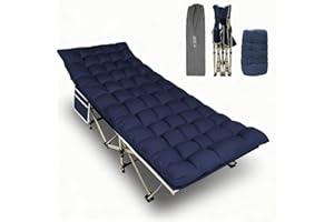 YELLOW JACKET Folding Camping Cot for Adults,600LBS Max Load,28" Wide Sleeping Cot with Removable Thick Mattress Portable Foldable Camping Bed with Carry Bag for Camp,Home,Office,Travel,Blue