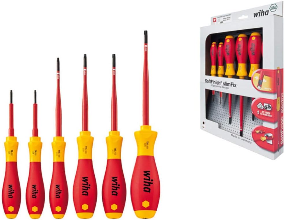 Wiha 3251TRK6 SoftFinish Electric SlimFix Torx Tamper Resistant Screwdriver Set, 6 Pieces, Colour, SIZE