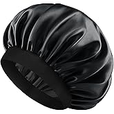 Leuceiy Satin Silk Bonnet for Men & Women, Double Layer Silk Sleep Bonnets, Soft Satin Lined Bonnet for Curly & Natural Hair