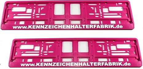 Satz (2 Stück) Kennzeichenhalter - PINK - MIT INDIVIDUELLEM WUNSCHTEXT! - VERSANDKOSTENFREI! - PREMIUMQUALITÄT! - Nummernschi