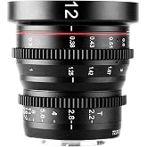 Meike 12mm T2.2 Manual Focus Wide Angle Fixed Prime Cinema Lens for M43 Micro Four Thirds MFT Mount Cameras and Cinema Camera BMPCC 4K