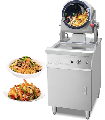 Wok de cuisson automatique de 6 L, machine à frire multifonction, démarrage intelligent en un clic, trois vitesses réglables, rotation à 360 °, pour sauter, ragoût, cuisson et fabrication de soupe