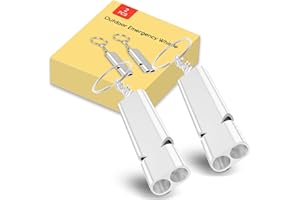 UAMLVCN Outdoor Emergency Whistle with Keychain Safety Survival for Camping Boating Kayaking Rescue Signaling Loud Survival Whistle, 2 Pack（Gold/Sliver）