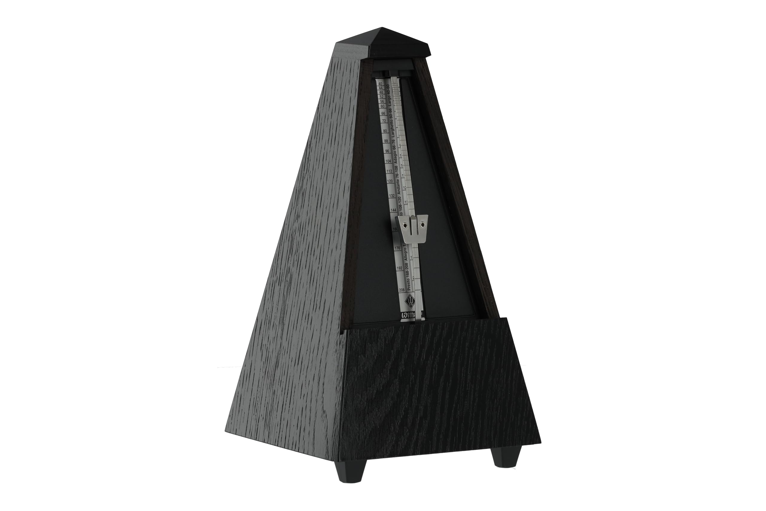 Wittner Metronome Taktell Pyramid Shape System Maelzel Series 810 - Solid wood casing - With bell - Matte black oak - Mechanically wound - No batteries required - Made in Germany