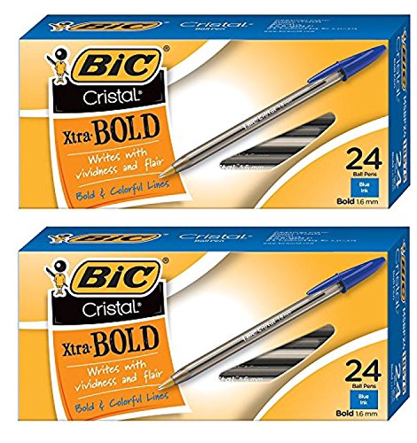 image for BIC Cristal Xtra Bold Ball Pen, Bold Point (1.6mm), Blue, 48-Count