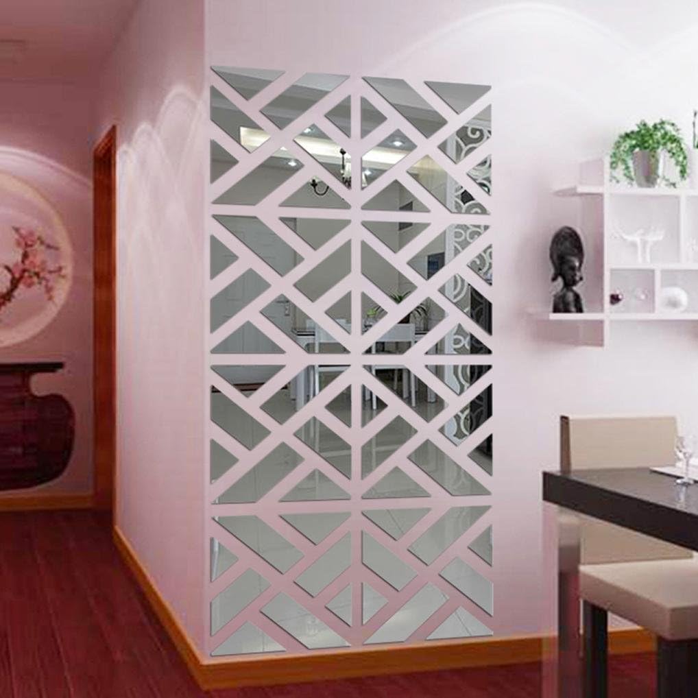 Kimloog 32 PC 3D Mirror Acrylic Self Adhesive Wall Stickers Removable DIY Art Decals Mural Home Decor
