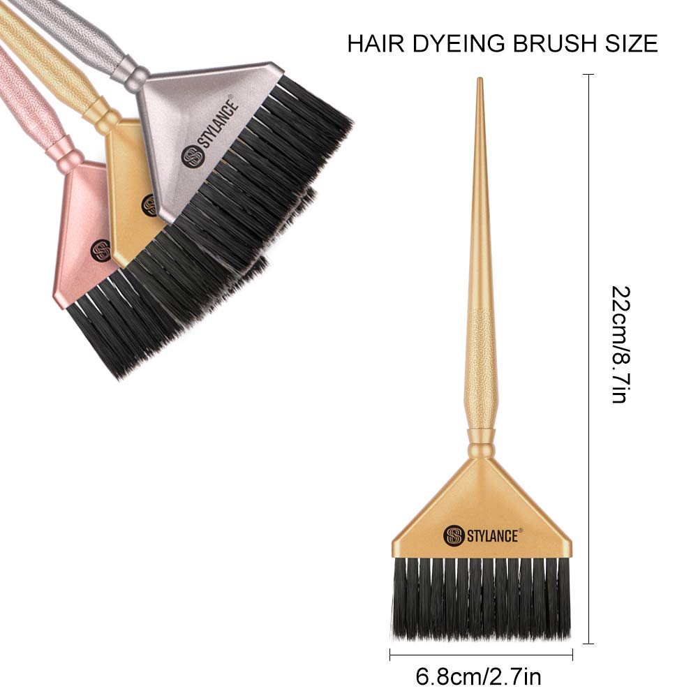 3 Pieces Barber Hair Dye Brushes Kit, Hair Color Dye Brush Tool Set, Professional Suitable for Beauty Salon & Home DIY Coloring Brush (Silver+Rose gold+Gold) : Beauty