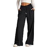 PEHMEA Women's Wide Leg Sweatpants High Waisted, Cozy Lounge Pants with Pockets Drawstring Loose Fit Casual Joggers