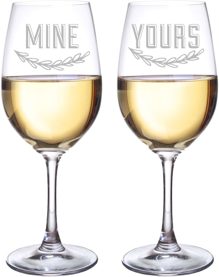 Mine and Yours Wine Glasses, Set of 2 Amazon.co.uk Kitchen & Home