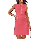 MEROKEETY Women's Formal Work Mini Dress Casual Summer Sleeveless Elegant Button Bussiness Office Outfits